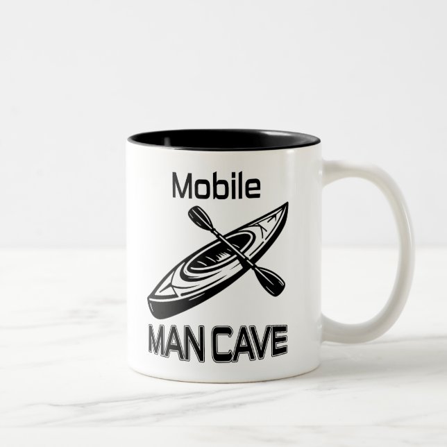 Mobile Man Cave Kayak Two-Tone Coffee Mug (Right)