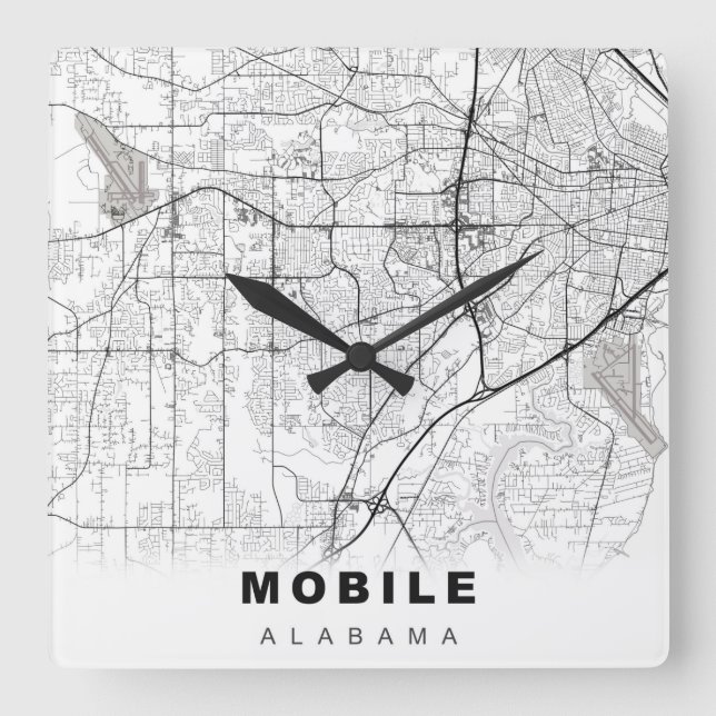 Mobile Map Square Wall Clock (Front)