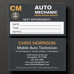Mobile Mechanic Auto Car Repair Appointment Card