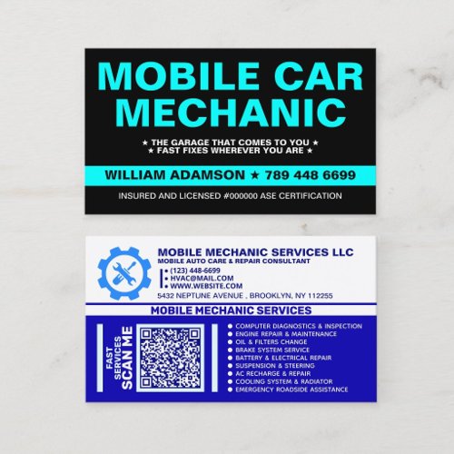 MOBILE MECHANIC | AUTO CARE &amp; CAR REPAIR BUSINESS CARD