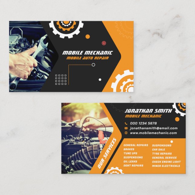 Mobile Mechanic, Auto Repair, Car Repair, Editable Business Card (Front/Back)