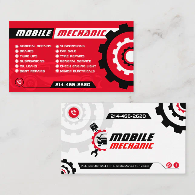 Mobile Mechanic, Auto Repair, Car Repair, Editable Business Card | Zazzle