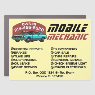 Mobile Mechanic Auto Repair Custom Yard Car Magnet