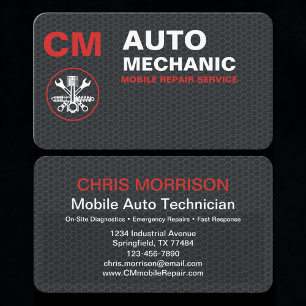 Mobile Mechanic Auto Repair Services Business Card
