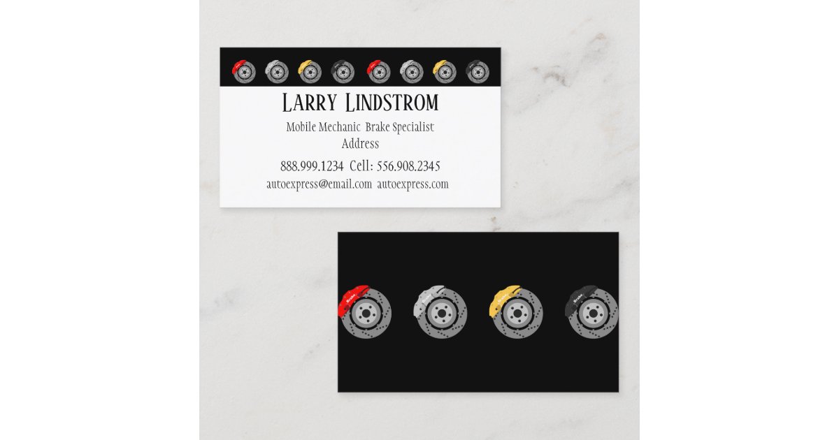 Mobile Mechanic Brake Service Black Classic Business Card | Zazzle