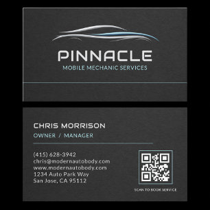 Mobile Mechanic Services QR Code Professional Business Card