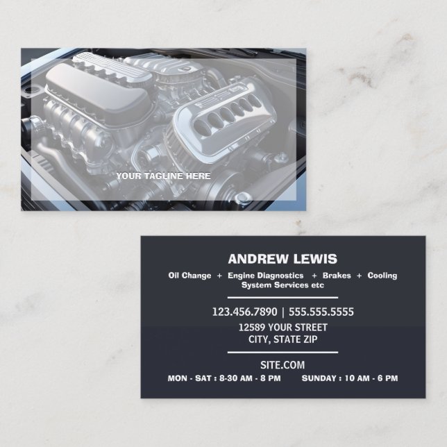 Mobile Mechanic Small Engine Business Card (Front/Back)
