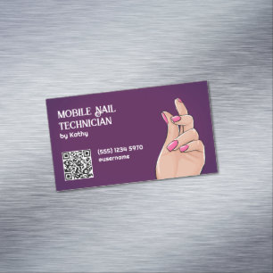 Mobile Nail Technician Custom QR Business Card Magnet