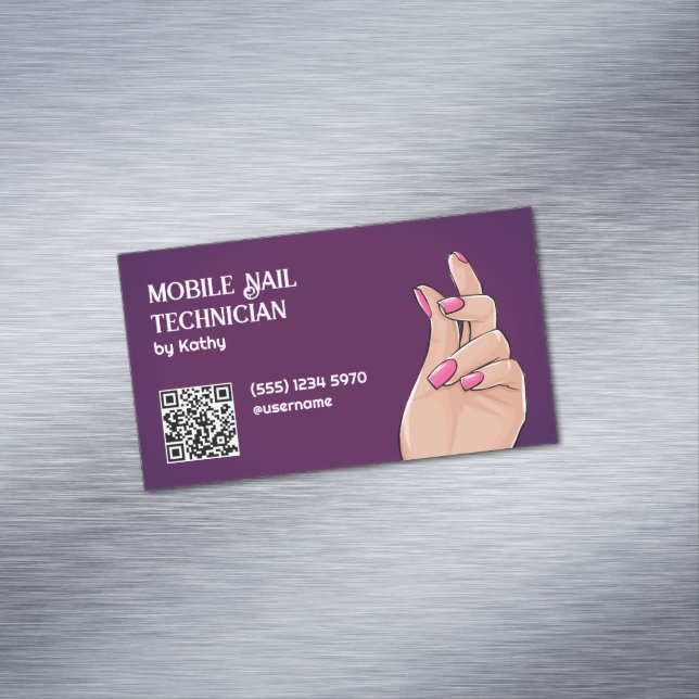 Mobile Nail Technician Custom QR Business Card Magnet (In Situ)