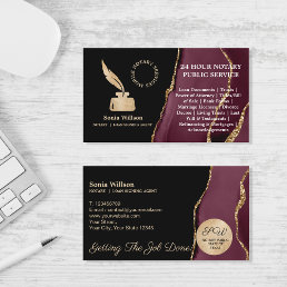 Mobile Notary and Loan Signing Agent Feather Pen Business Card