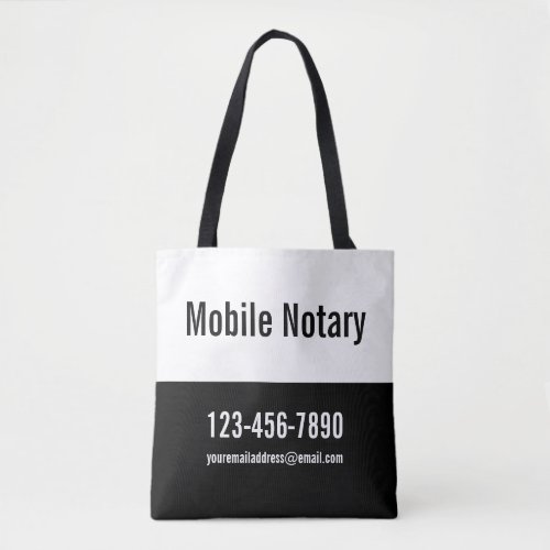 Mobile Notary Black and White Promotional Template Tote Bag