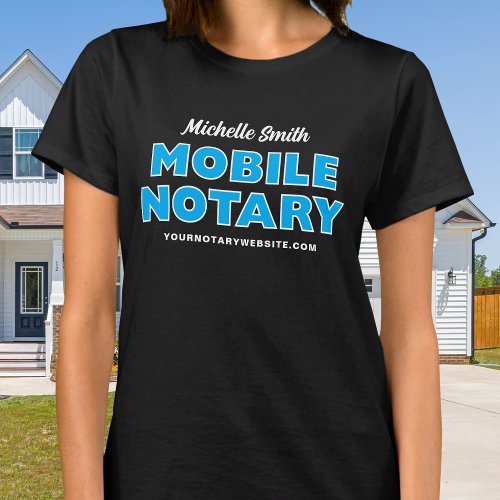 Mobile Notary Blue Black Personalized T_Shirt