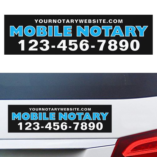 Mobile Notary Blue Personalized Bumper Car Magnet
