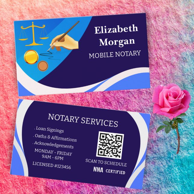 Mobile Notary Business Cards-Modern Legal QR Code Card (Creator Uploaded)