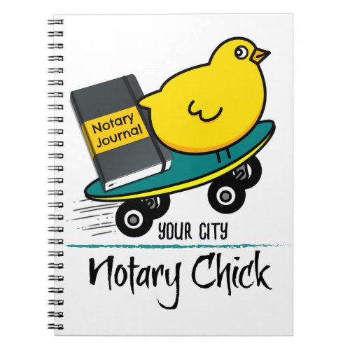 Mobile Notary Chick on Skateboard Customized City Notebook