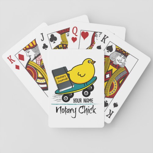 Mobile Notary Chick on Skateboard Customized Name Playing Cards