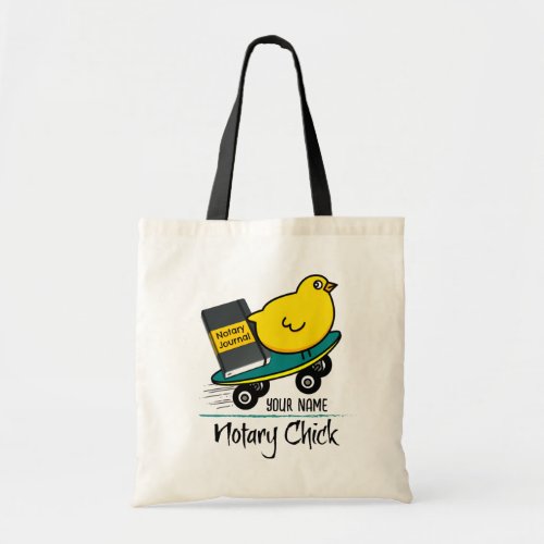 Mobile Notary Chick on Skateboard Customized Name Tote Bag