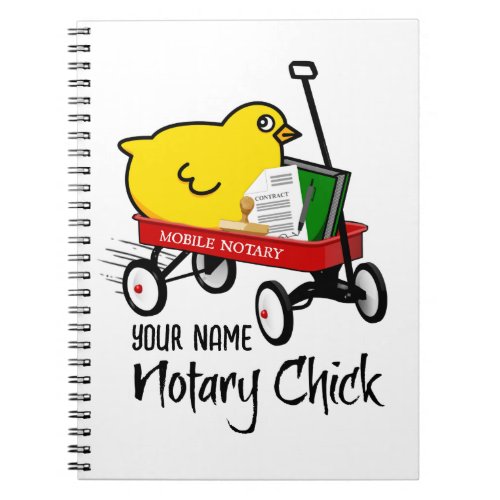 Mobile Notary Chick Red Wagon Customized Name Notebook