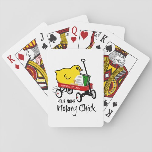 Mobile Notary Chick Red Wagon Customized Name Playing Cards