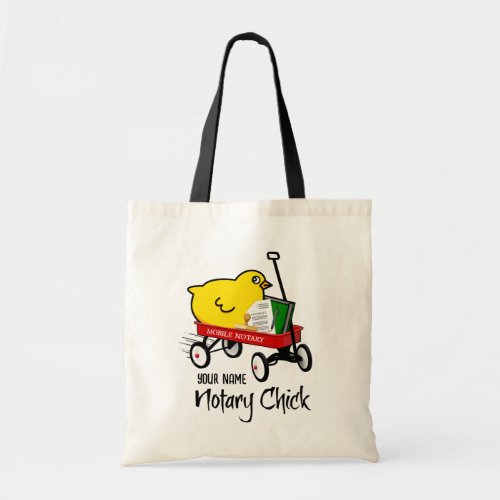 Mobile Notary Chick Red Wagon Customized Name Tote Bag