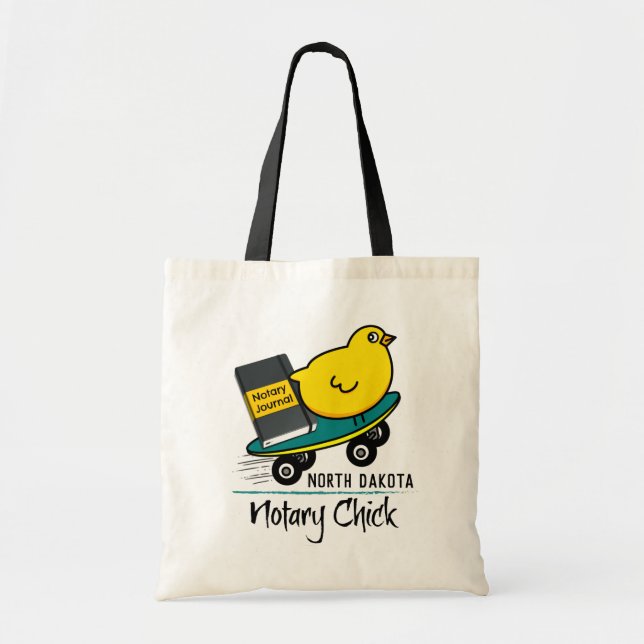 Mobile Notary Chick Rides Skateboard North Dakota Tote Bag (Front)