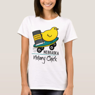Mobile Notary Chick Riding Skateboard Nebraska T-Shirt
