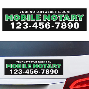 Mobile Notary Green Black Personalized Bumper Car Magnet