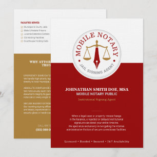 Mobile Notary Jail Signing red gold Flyer Card