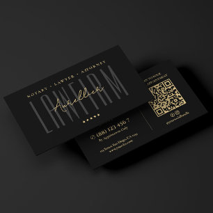 Mobile Notary Lawyer Attorney at Law Firm Black Business Card