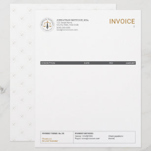 Mobile Notary Legal Signing Gray Gold Invoice Letterhead