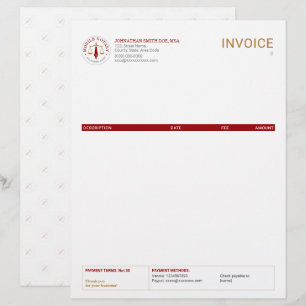 Mobile Notary Legal Signing Red Gold Invoice Letterhead