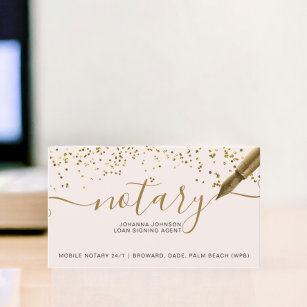 Mobile Notary loan chic gold foil typography Business Card