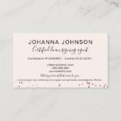 Mobile Notary loan rose gold confetti typography Business Card (Back)