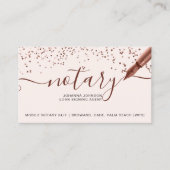 Mobile Notary loan rose gold confetti typography Business Card (Front)