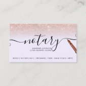 Mobile Notary loan rose gold glitter lavender Business Card (Front)