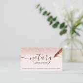 Mobile Notary loan rose gold glitter typography Business Card (Standing Front)