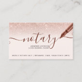 Mobile Notary loan rose gold glitter typography Business Card (Front)
