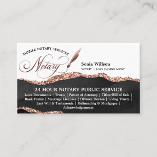 Mobile Notary & Loan Signing Agent Black Agate Bus Business Card