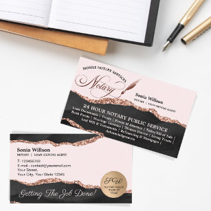 Mobile Notary & Loan Signing Agent Black Agate Business Card