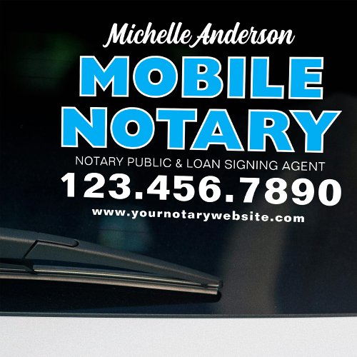 Mobile Notary Loan Signing Agent Blue Promotional Window Cling