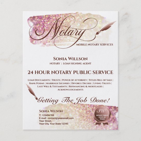 Mobile Notary & Loan Signing Agent Blush Pink Flye Flyer