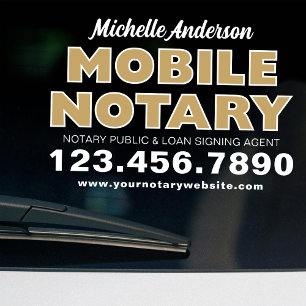 Mobile Notary Loan Signing Agent Gold Promotional Window Cling