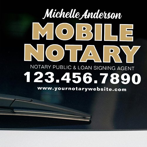 Mobile Notary Loan Signing Agent Gold Promotional Window Cling