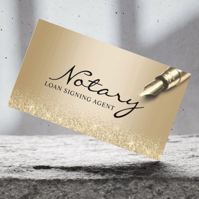 Mobile Notary Loan Signing Agent Modern Gold Business Card (Creator Uploaded)
