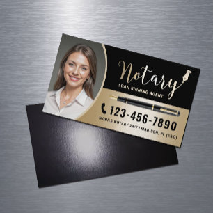 Mobile Notary Loan Signing Agent Modern Gold Photo Business Card Magnet