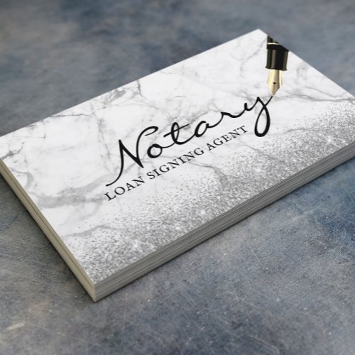 Mobile Notary Loan Signing Agent Modern Marble Business Card