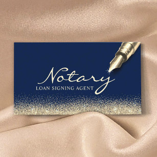 Mobile Notary Loan Signing Agent Modern Navy Gold Business Card