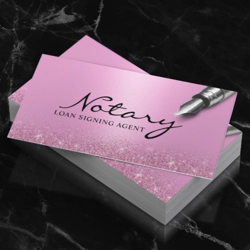 Mobile Notary Loan Signing Agent Modern Pink  Business Card