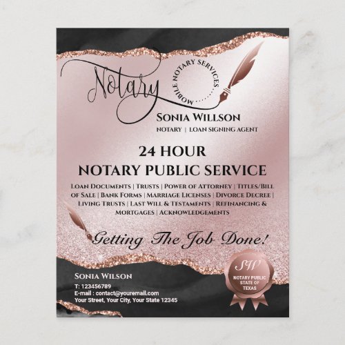 Mobile Notary  Loan Signing Agent Pink Agate Flye Flyer