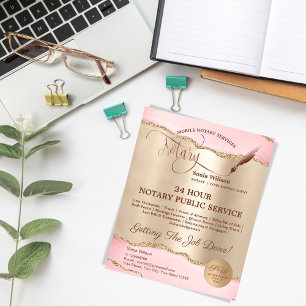 Mobile Notary & Loan Signing Agent Pink Agate Flye Flyer
